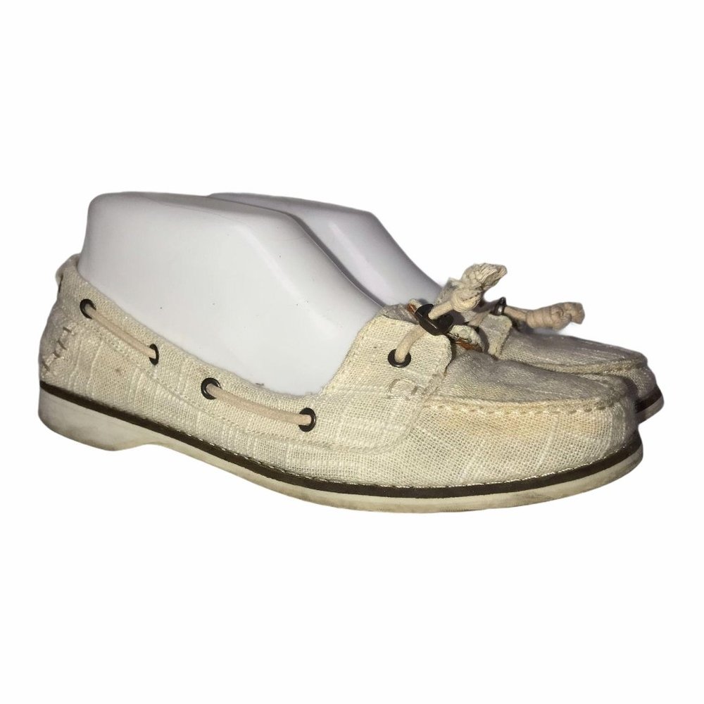 Toms Cream Linen Loafers Flats 7.5